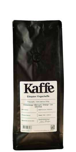 Etiopisk Yirgacheffe kaffe 500 g. (Hele bønner)