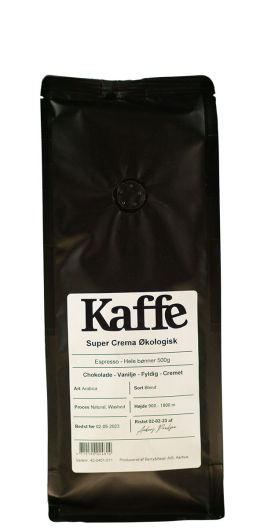 Super Crema Økologisk espresso 500 g. (Hele bønner)
