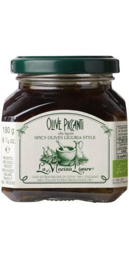 La Mecina Ligure, Italienske oliven i olivenolie med chili 180g