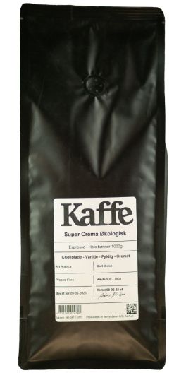 Super Crema Økologisk espresso 1000 g. (Hele bønner)