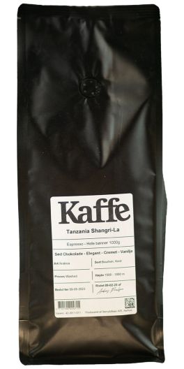 Tanzania Shangri-La AA espresso 1000 g. (Hele bønner)
